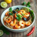 thai seafood salad with glass noodles